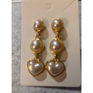 Earrings Faux Pearl Drop Heart